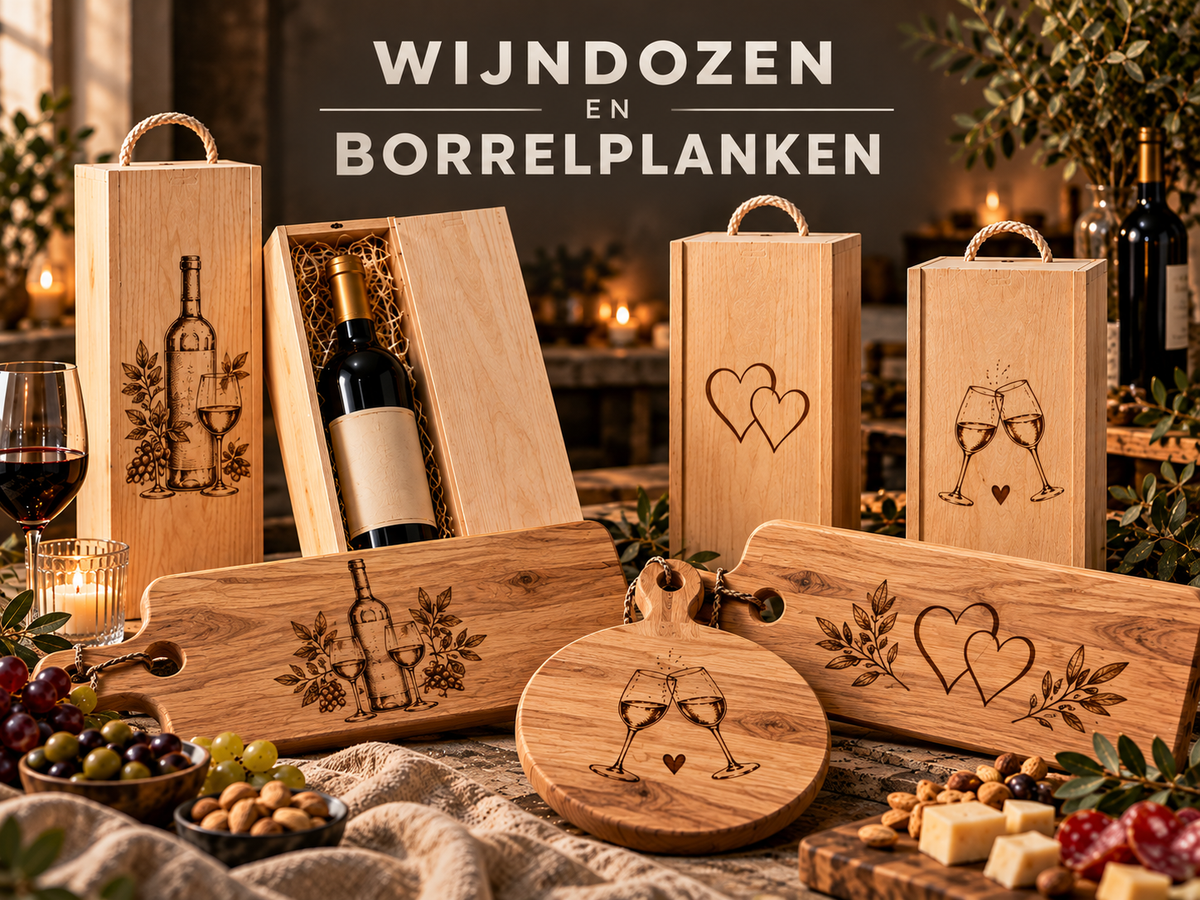 Wijndozen/Borrelplanken gegraveerd